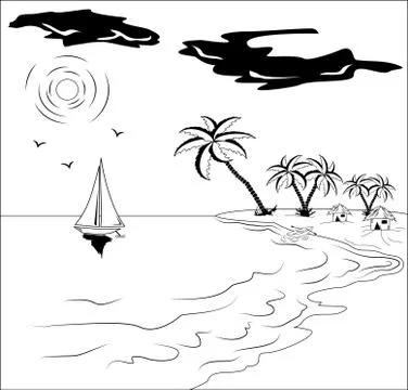 Tropical landscape Stock Illustration