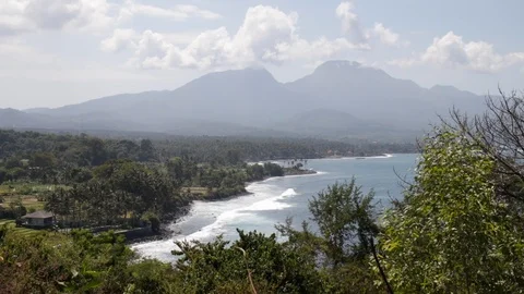 Tropical landscape, mountain view, ocean. Bali island. Stock Footage 90610698