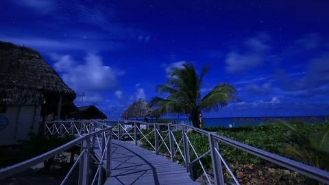 Tropical Landscape At Night Timelapse Stock Footage 129256905