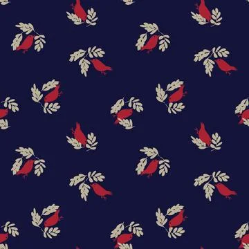 Tropical Leaf and sparrows Seamless Pattern Design Stock Illustration