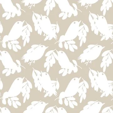 Tropical Leaf and sparrows Seamless Pattern Design イラスト素材