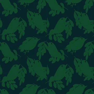 Tropical Leaf and sparrows Seamless Pattern Design Illustrazione stock