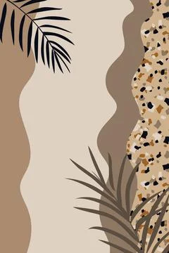 Tropical leaf boho style. Trendy artistic template Stock Illustration