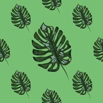 Tropical leaf design featuring blue Monstera plant leaves. Seamless repeating Stockillustratie