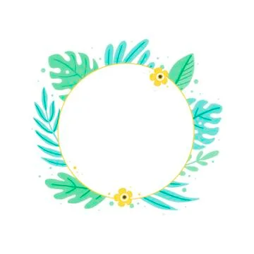 Tropical leaf frame for text decoration. Vector illustration. Stock Illustration