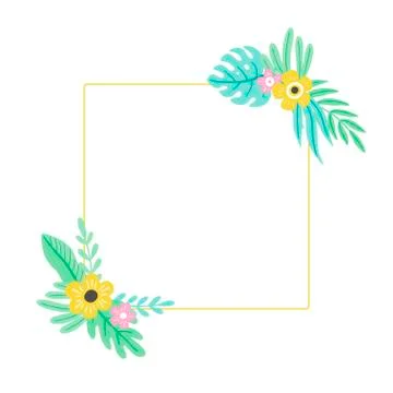 Tropical leaf frame for text decoration. Vector illustration. Stockillustratie