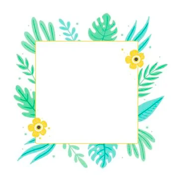 Tropical leaf frame for text decoration. Vector illustration. Illustrazione stock