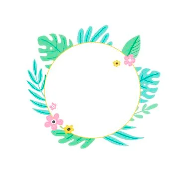 Tropical leaf frame for text decoration. Vector illustration. Stock Illustration