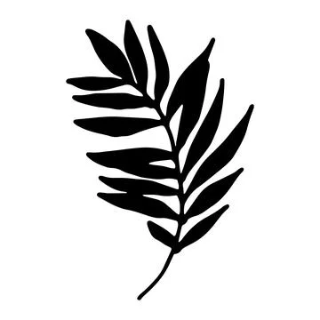 The tropical leaf icon. a leaf with individual sharp long leaves, hand-drawn in Stock Illustration