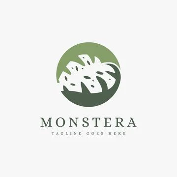 Tropical leaf, monstera logo icon vector on white background Stock Illustration