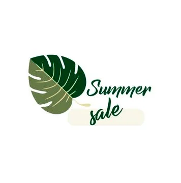 Tropical leaf of Monstera - stylish flat vector logo for shopping day. Stock Illustration