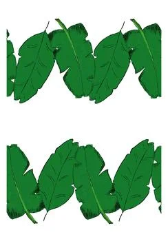 Tropical leaf seamless border frame pattern horizontal. Floral design backgro Illustrazione stock