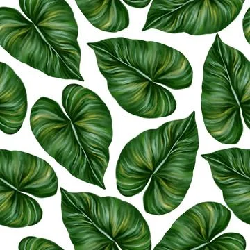 Tropical leaf seamless pattern. Colorful vivid print with beautiful palm jungle Stock Illustration