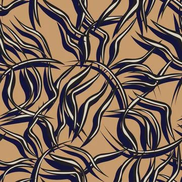 Tropical Leaf Seamless Pattern Design Stock Illustration