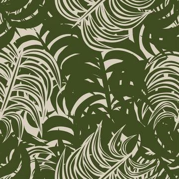 Tropical Leaf Seamless Pattern Design Stock Illustration