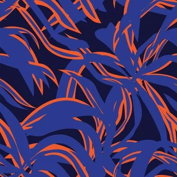 Tropical Leaf Seamless Pattern Design Stock Illustration