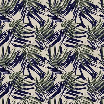 Tropical Leaf Seamless Pattern Design Stock Illustration