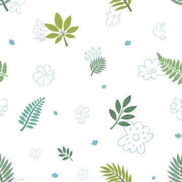 Tropical leaf seamless pattern set Stock Illustration