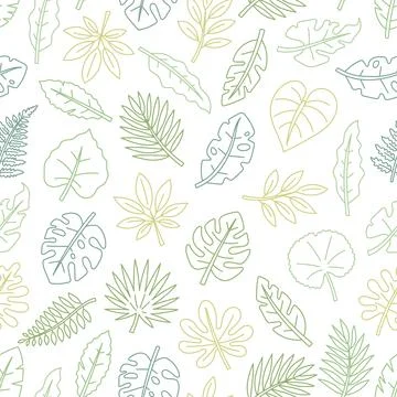 Tropical leaf seamless pattern set Stock Illustration