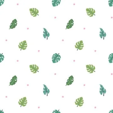 Tropical leaf seamless pattern set 库存插图
