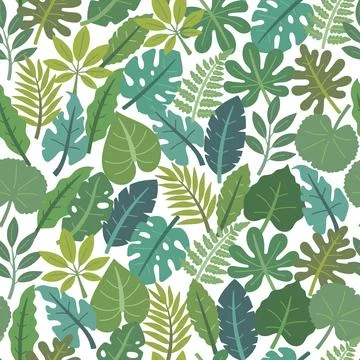 Tropical leaf seamless pattern set Illustrazione stock