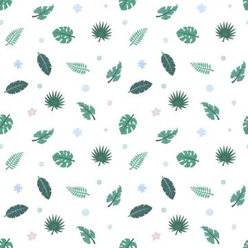 Tropical leaf seamless pattern set Illustrazione stock