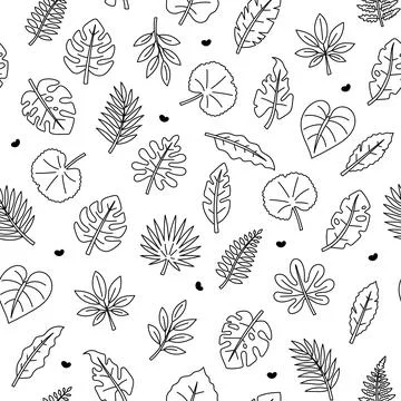 Tropical leaf seamless pattern set 스톡 일러스트