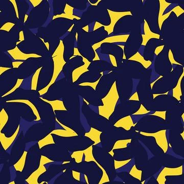 Tropical Leaf texture textile pattern design in yellow and navy blue for fa.. Stock Illustration