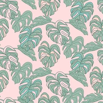 Tropical leaf Wallpaper, Monstera nature pattern 스톡 일러스트