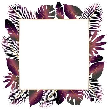 Tropical leafes frame Ilustração Stock