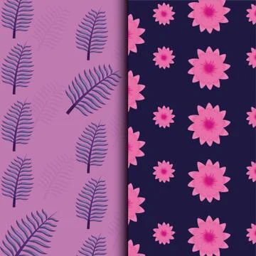 Tropical leafs icon patterns Illustrazione stock