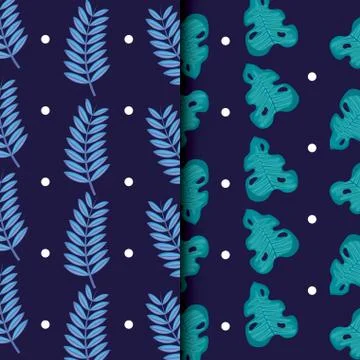 Tropical leafs icon patterns Illustrazione stock