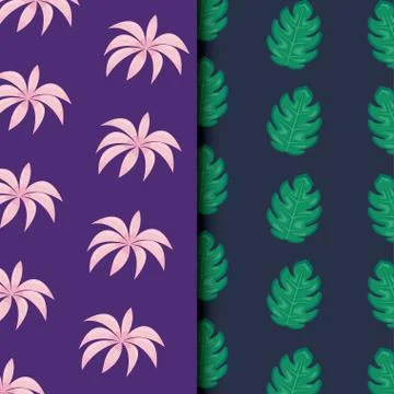 Tropical leafs icon patterns Illustrazione stock