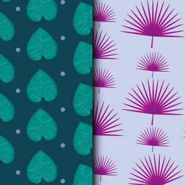 Tropical leafs icon patterns Illustrazione stock