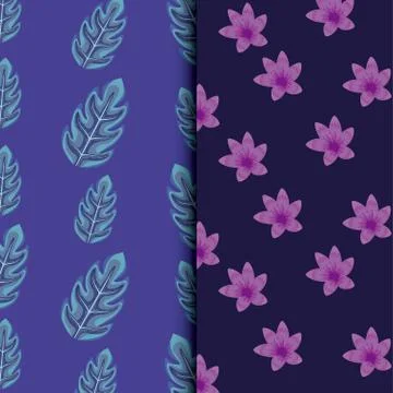 Tropical leafs icon patterns Ilustração Stock