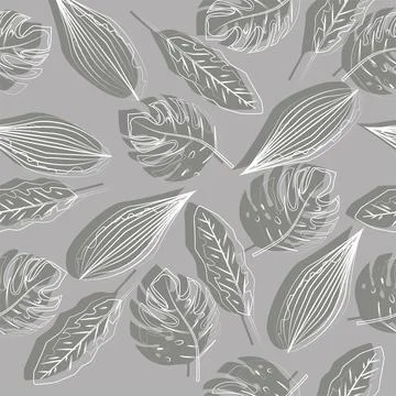 Tropical leafs pattern with monstera leaf. Vector illustration. Tropical plants Stock Illustration