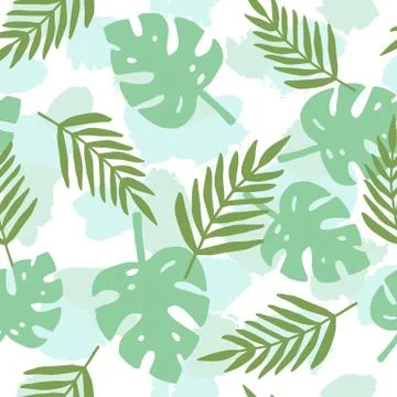 Tropical leafs silhouette pattern. Stock Illustration