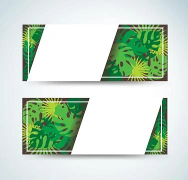 Tropical leafs template background vector Stock Illustration