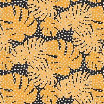 Tropical leaves and dot vector pattern. Illustrazione stock