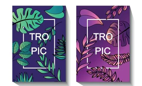 Tropical leaves backgrounds Stock Illustration