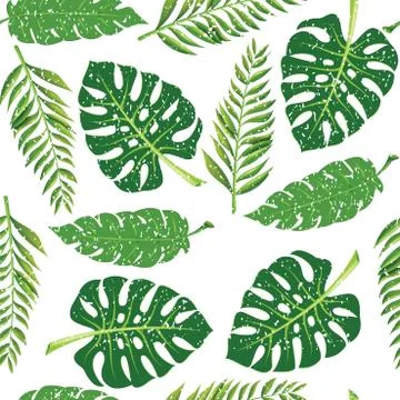 Tropical leaves grunge pattern Stock Illustration