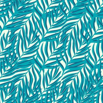 Tropical Leaves Hand drawn Vector Textile Seamless Pattern Design. Stock Illustration