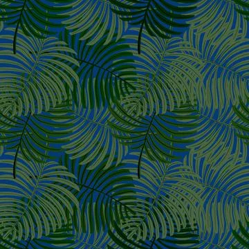 Tropical Leaves Hand drawn Vector Textile Seamless Pattern Design. Stock Illustration