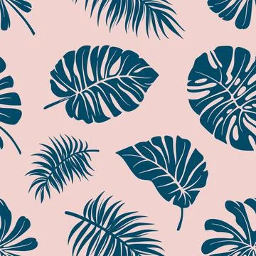 Tropical Leaves Modern Seamless Pattern Stock Illustration