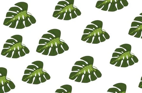 Tropical leaves pattern. Green leaf monstera seamless. Stock Illustration