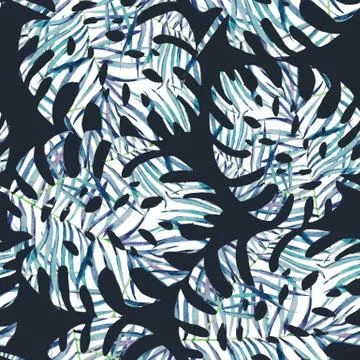 Tropical leaves pattern 스톡 일러스트