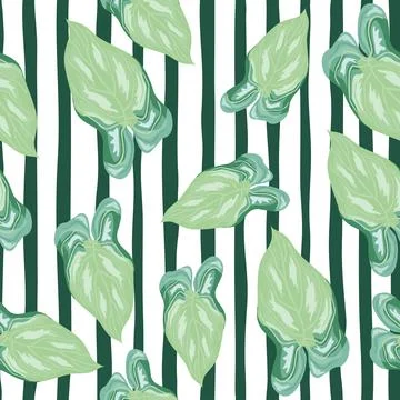 Tropical leaves seamless pattern. Exotic hawaiian plants backdrop. Stock Illustration