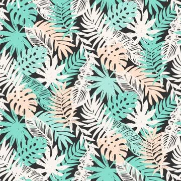 Tropical Leaves seamless pattern Stock Illustration