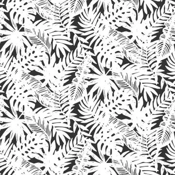 Tropical leaves seamless pattern Stock Illustration