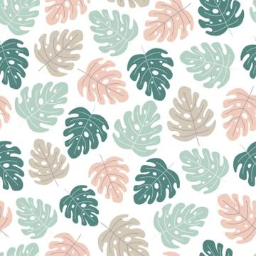 Tropical leaves seamless pattern Stock Illustration